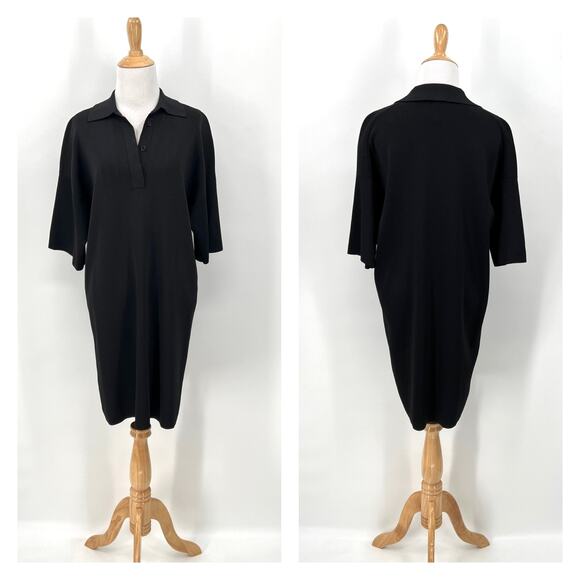 COS Knitted Polo Dress Womens XS Black Short Sleeve Collared Short Mini - Picture 2 of 13
